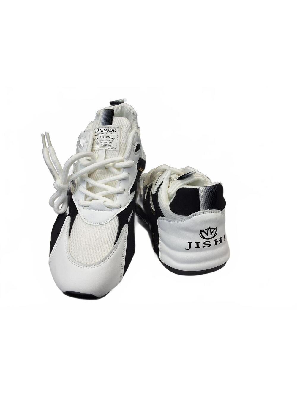 Jishi Stylish Black & White Athletic Sneakers - EU Size 39